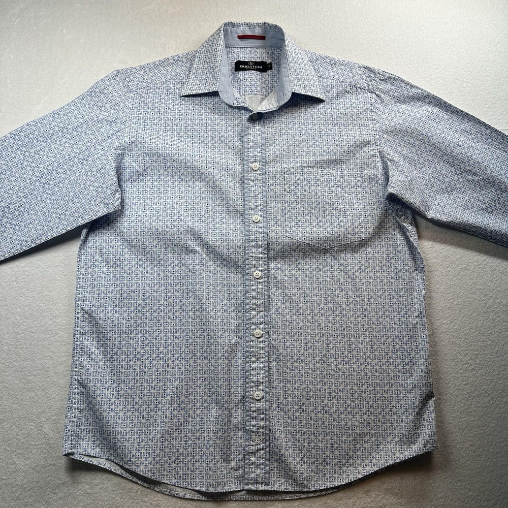 Bugatchi Cotton  Stretch Shirt Men M Geometric‎ Button Up Performance